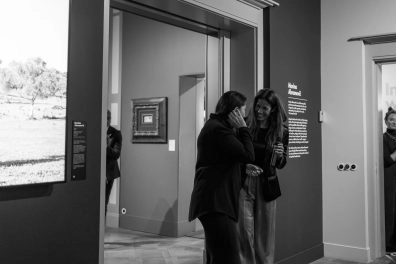 Marina Abramovic with Kim, founder of Moco Museum, during her visit to Moco Museum Amsterdam.